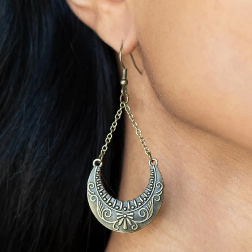 New Brass Flower Filigree Dangle Earrings